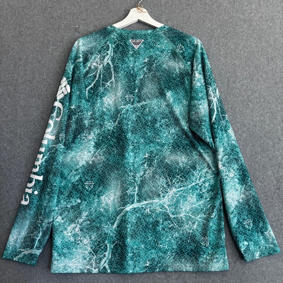 Columbia PFG Performance Long Sleeve Shirt (M) Aqua Multi Green - Picture 2 of 11